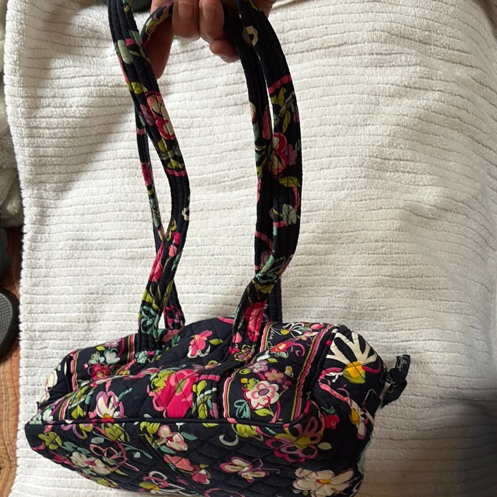 Vera Bradley Black and Pink Quilted Shoulder Bag - Picture 7 of 8